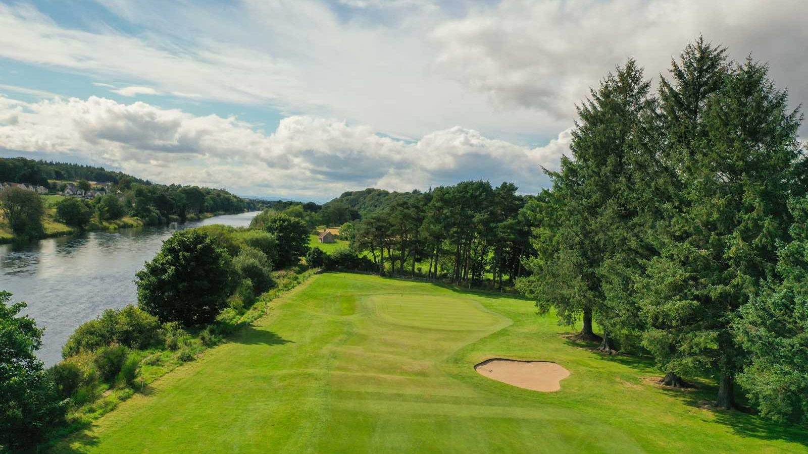 View across the Blairs golf course beside the River Dee at Deeside Golf Club