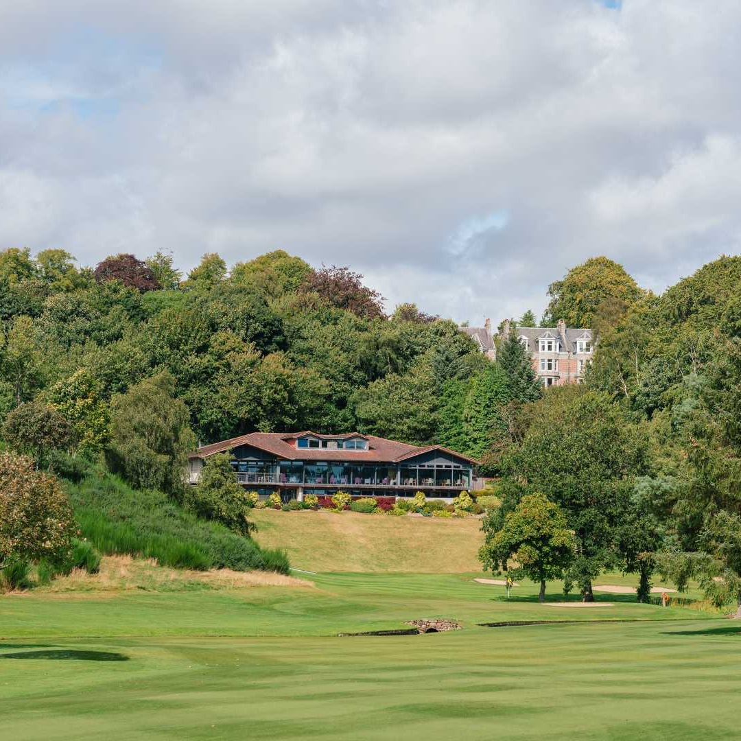 View across the Blairs golf course towards the Deeside Golf Club clubhouse