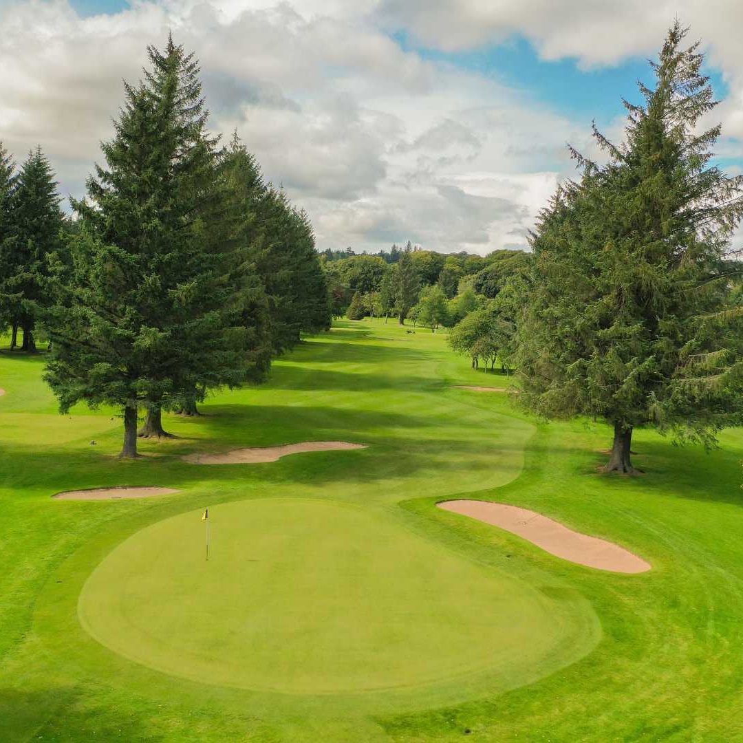 Golf green and fairway on the Blairs 9-hole course at Deeside Golf Club