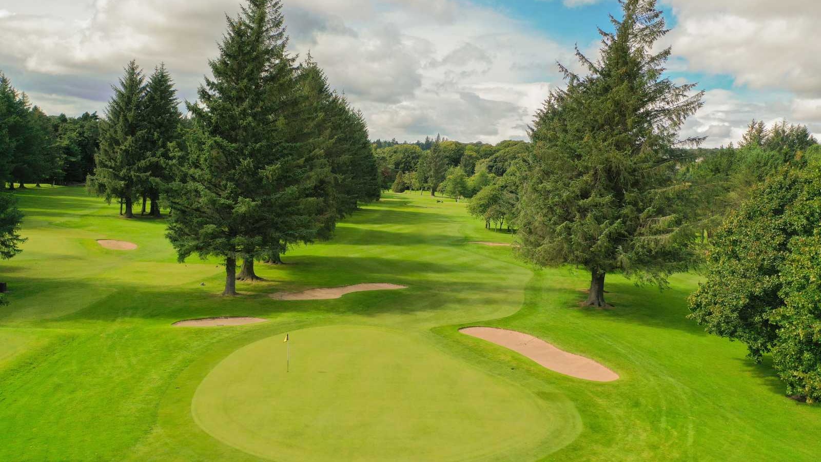 Golf green and fairway on the Blairs 9-hole course at Deeside Golf Club