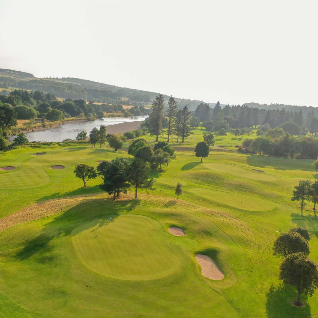 Golf green on the Haughton Course beside the River Dee at Deeside Golf Club