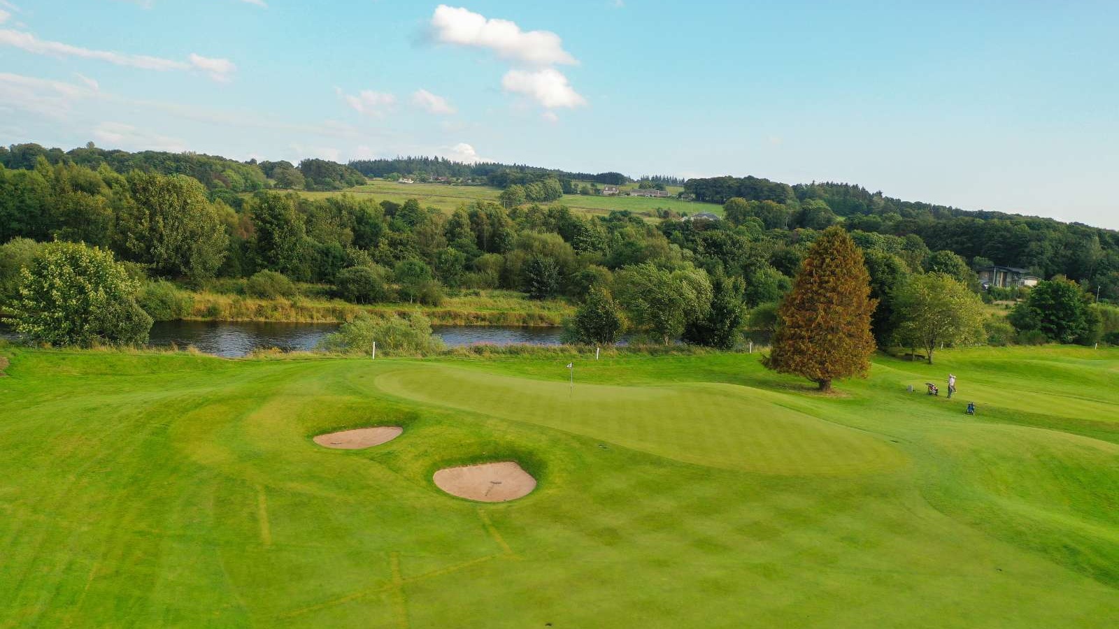 Aerial view of greens and bunkers on the Haughton Course at Deeside Golf Club