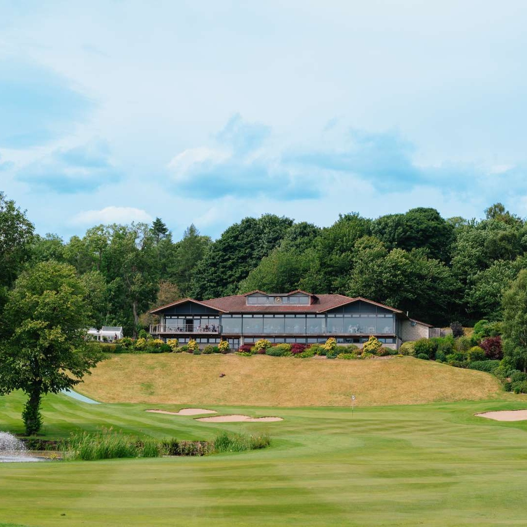 View across the Haughton Course towards the clubhouse at Deeside Golf Club