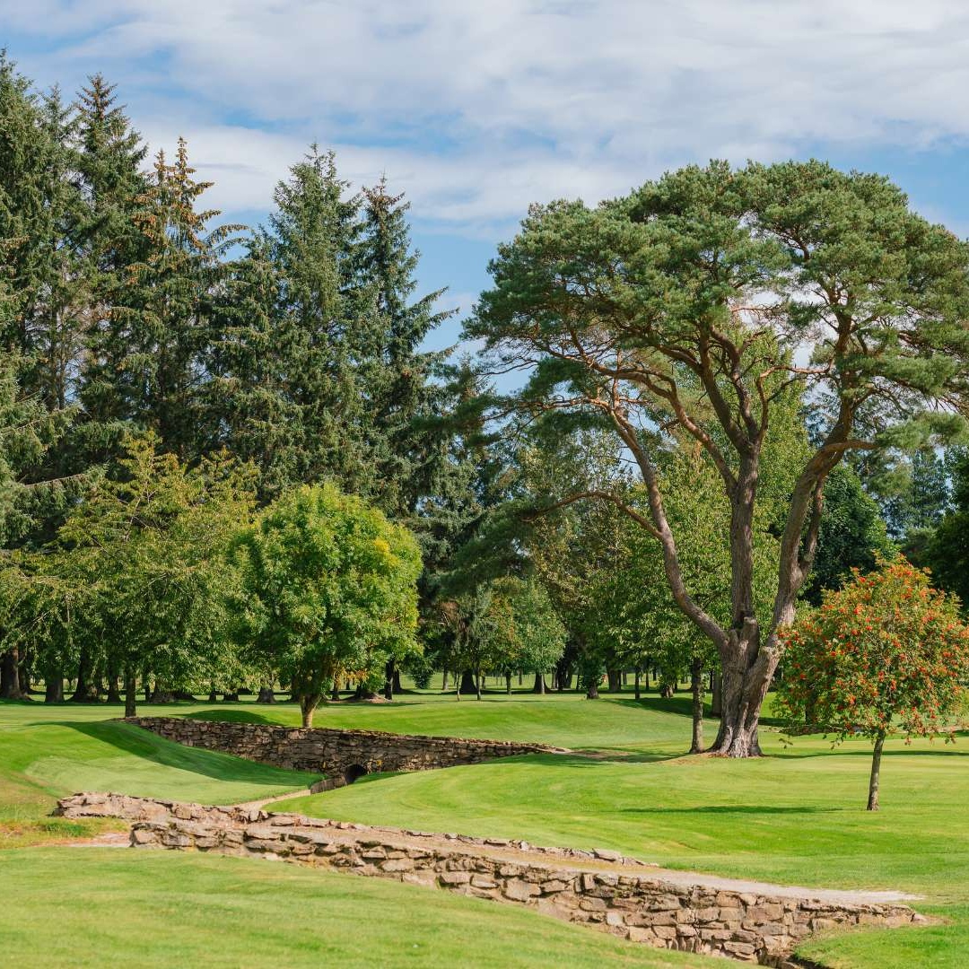 Aerial view of the Haughton Course beside the River Dee at Deeside Golf Club
